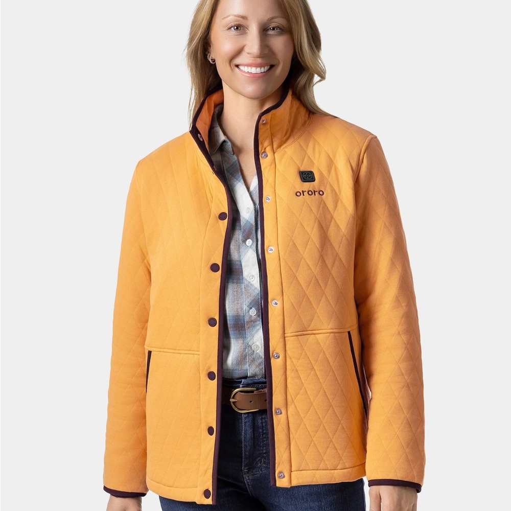 Ororo Women's Orange Quilted Utility Jacket